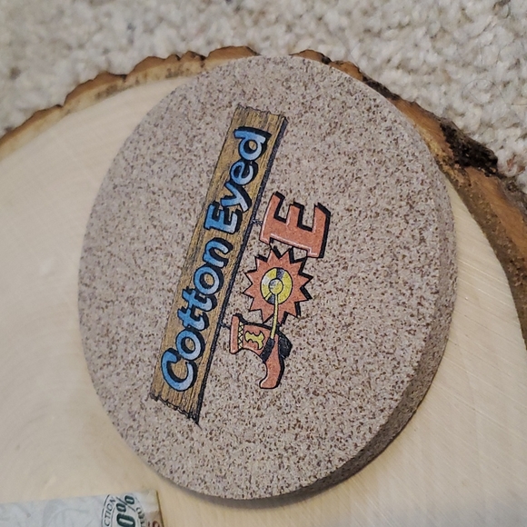 Thirstystone Natural Sandstone Coasters Cotton Eyed Joe Design Set 4 NEW - Picture 3 of 4